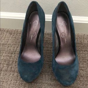 Jessica Simpson Blue Faux Suede Platform Pumps